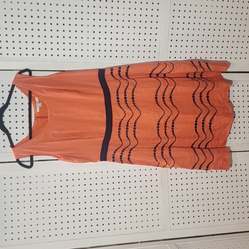 Boden Orange Midi Dress with Black Accents